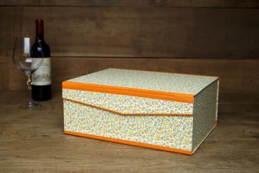 High hinged lid box with magnetic closure orange yellow